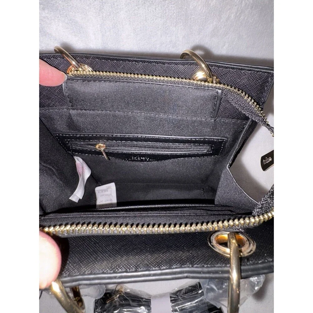 TRINA TURK Double Handle Crossbody BLACK w/ Front Slip Pocket TTT-2011 NWT - Picture 6 of 10